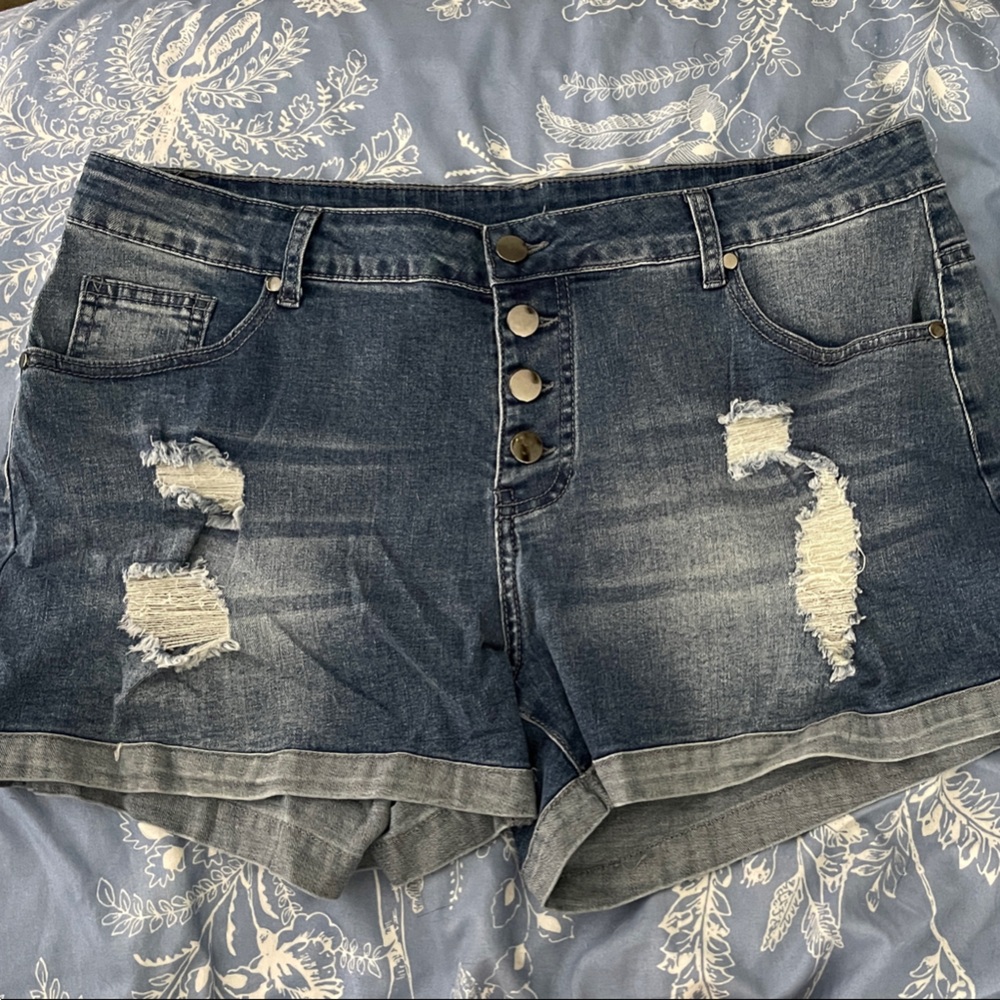Distressed Denim Shorts